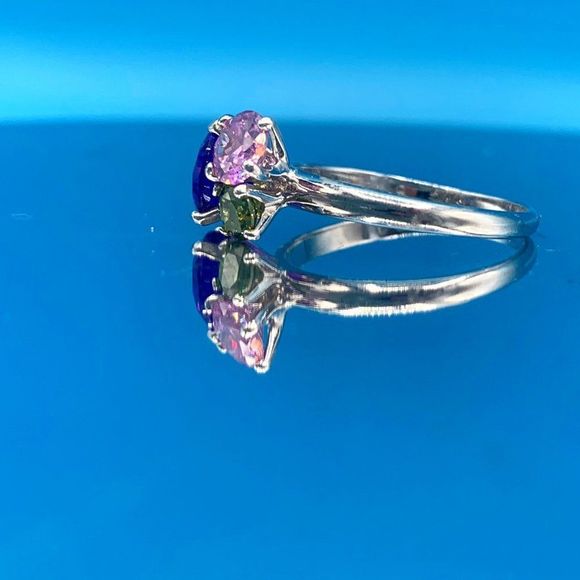 Sterling Silver and Cubic Zirconia Three-Stone Ring - Picture 4 of 9